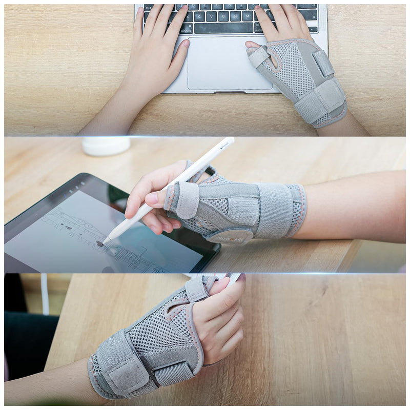 New Upgraded Thumb Spica Splint, Comfortable Thumb Brace for Right & Left Hand, Universal Size Thumb Support for Arthritis, Tenosynovitis, CMC Joint Repetitive Injuries (Grey) Grey