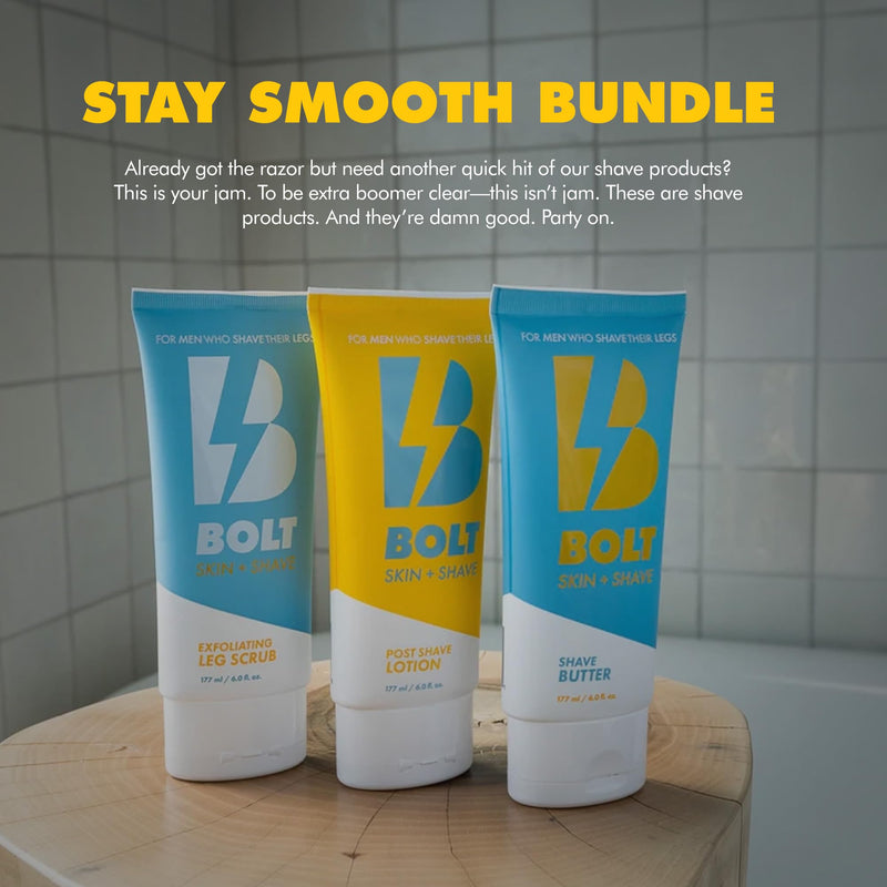 [Australia] - Stay Smooth Bundle for Men - Shaving Care Kit with Exfoliating Leg Scrub, Shave Butter and Post-Shave Lotion - 6 Fl Oz Each Stay Smooth Bundle 