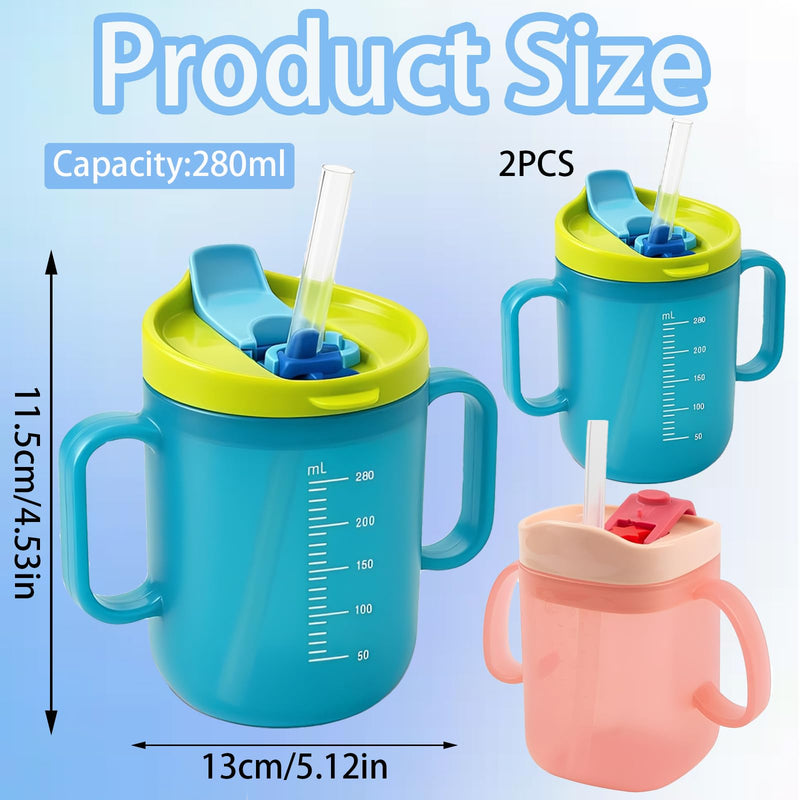 2 Pcs Beakers for Elderly, Non Spill Cups for Elderly, Adult Sippy Cups for The Elderly Non Spill, Drinking Cups for Elderly, Adult Drinking Cup for Elderly, Cups for Elderly People, Drinking Beakers