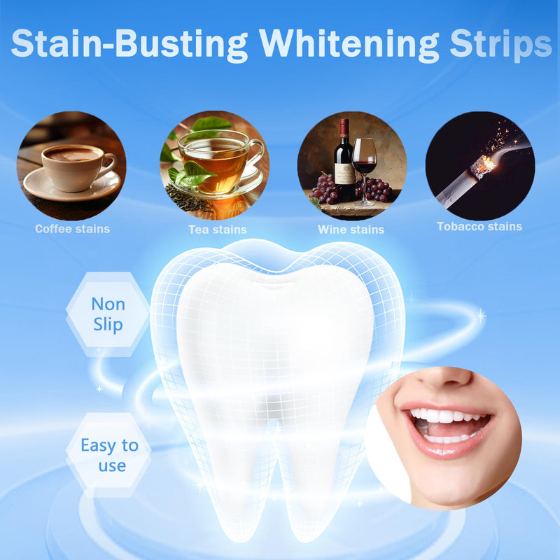 [Australia] - Teeth Whitening Strips Kit, 28 Pieces White Strips for Non Sensitive Tooth, Trras Bandas Blanqueadoras De Dientes, Wine White Wipes for Teeth to Remove Coffee Smoking Soda Stain - 14 Treatment 
