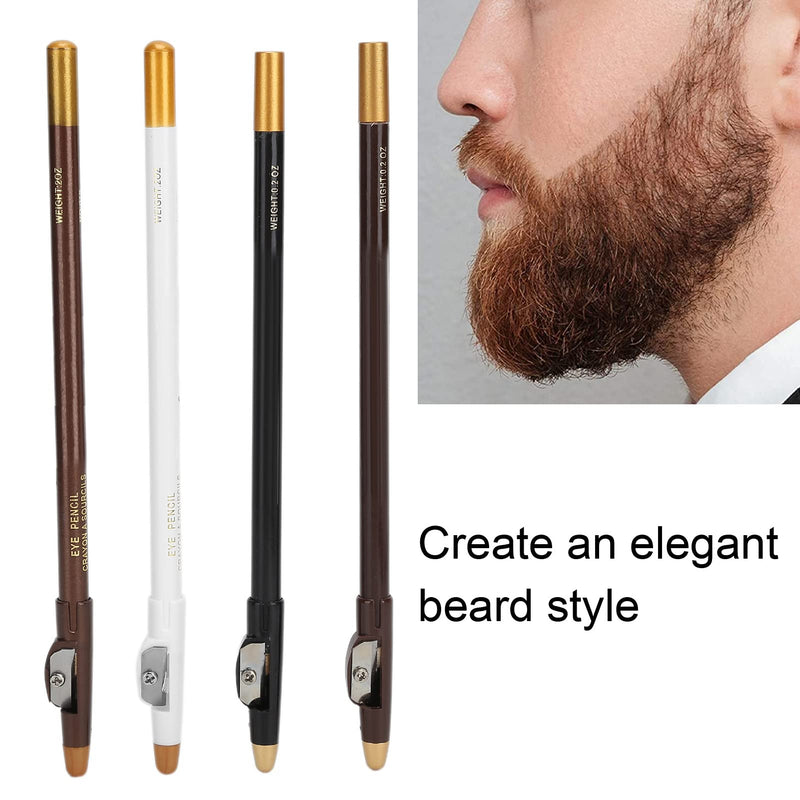 [Australia] - 4pcs Barber Pencil, Beard Filler Brush, Hairline Barber Pencil Hairdressing Pen with Sharpener Hairline Beard Pen Hair Beard Shape Accessories Fill the sparse part of the beard 