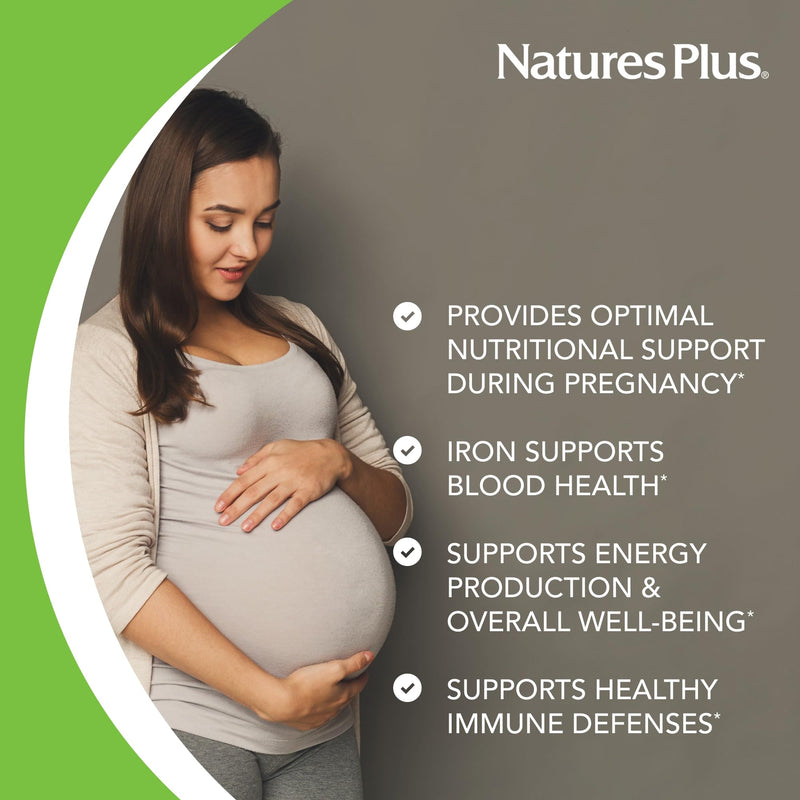 NaturesPlus Source of Life Prenatal Liquid - Tropical Fruit Flavor - 30 fl oz - Multivitamin & Mineral Supplement with Iron - Nutritional Support for Pregnancy - Gluten Free, Vegetarian - 30 Servings