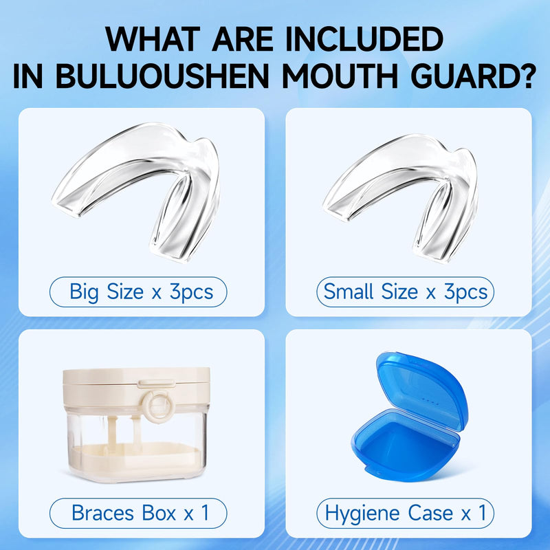 [Australia] - Mouth Guard for Grinding Teeth at Night，buluoushen Night Guards for Teeth Grinding，2 Size Mouth Guard for Sleeping，2 Travel Case 