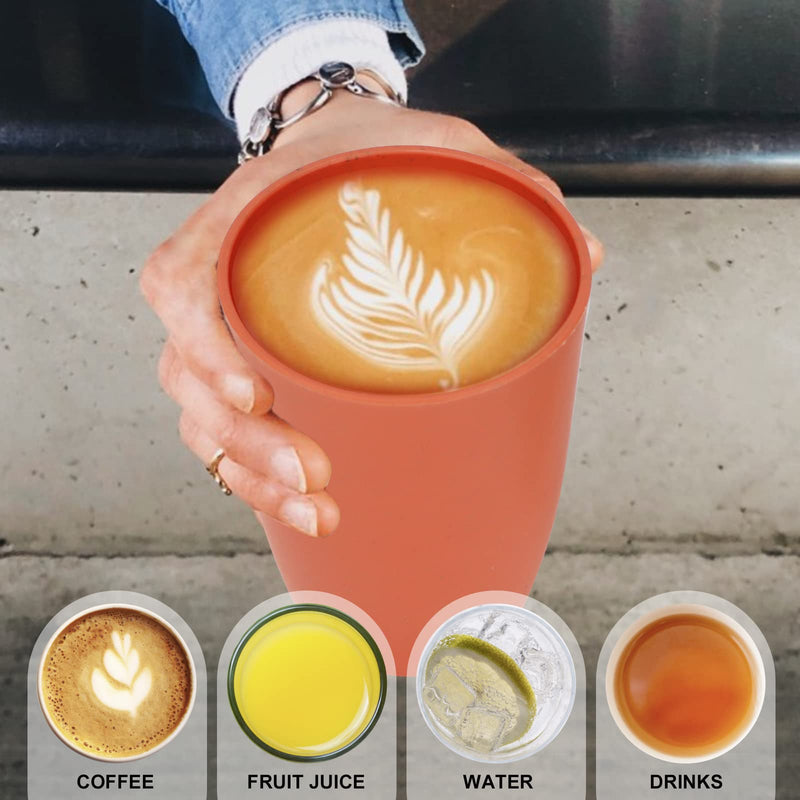 [Australia] - Wheat Straw Cups 6 PCS Good Alternative to Plastic Reusable Cups 12 oz Unbreakable Drinking Cup Reusable Dishwasher Safe Water Plastic Glasses with 6 Colors 12 Ounces Orange,Light Blue,Yellow,Beige,Green,Navy Blue 