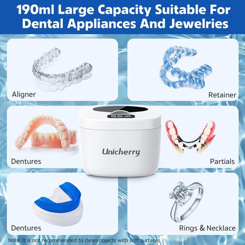 [Australia] - Ultrasonic Retainer Cleaner Machine - 45kHz for Dentures, Mouth Guards, Aligners, Dental Trays White 