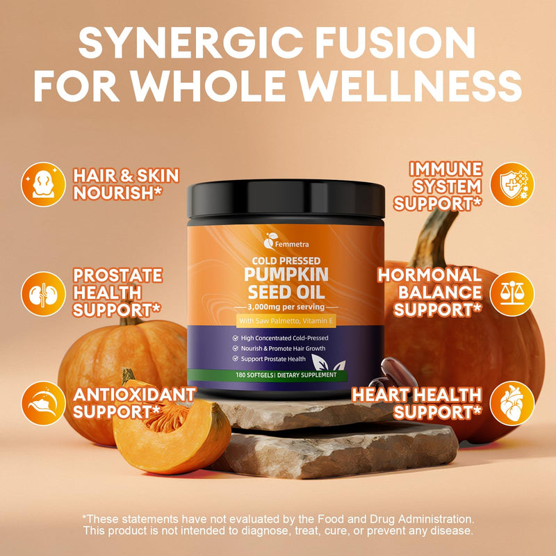 [Australia] - Pumpkin Seed Oil with Saw Palmetto Capsules, High Concentrated Pumpkin Seeds Oil Supplement, Cold Pressed, Supports Hair, Urinary, Bladder & Prostate Health, Vegan, Non-GMO, 180 Softgels 