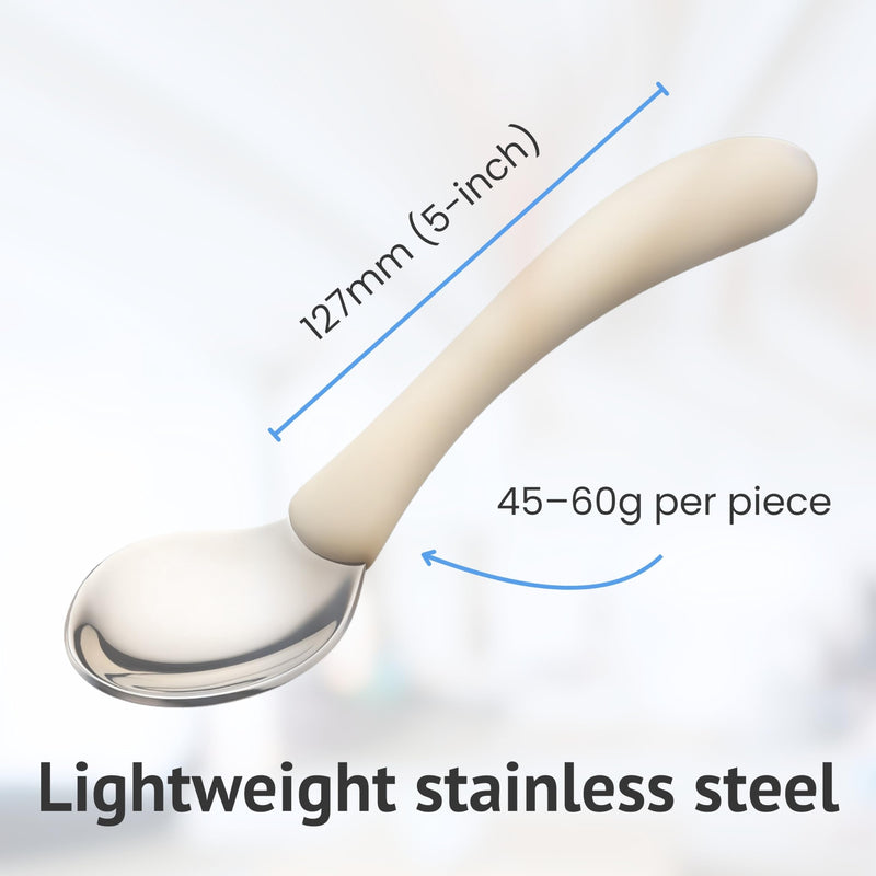 Homecraft Angled Caring Cutlery, Arthritis Aids, For Weak Grip, Easy Grip Eating Utensils for Elderly or Disabled, Right Handed Spoon, Ivory, 1 count