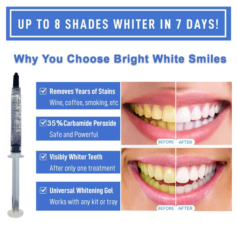 [Australia] - Bright White Smile 35% 10 Pack Teeth Whitening Gel Refills Bleaching Gel, No Sensitive Teeth Whitener, Great for Sensitive Tooth Whitening, Works with Teeth Whitening LED Light and Trays (10 X 3ML) 0.3 Fl Oz (Pack of 10) 