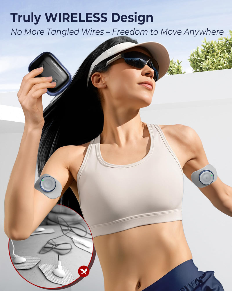 Wireless TENS Unit Muscle Stimulator, Pocket-Sized, Model U13 | Wireless TENS Machine, Dual Channel 30 Intensities, 10-60 Min Timer, Sciatica Relief, Travel Office Use, Gift for Men Women Blue