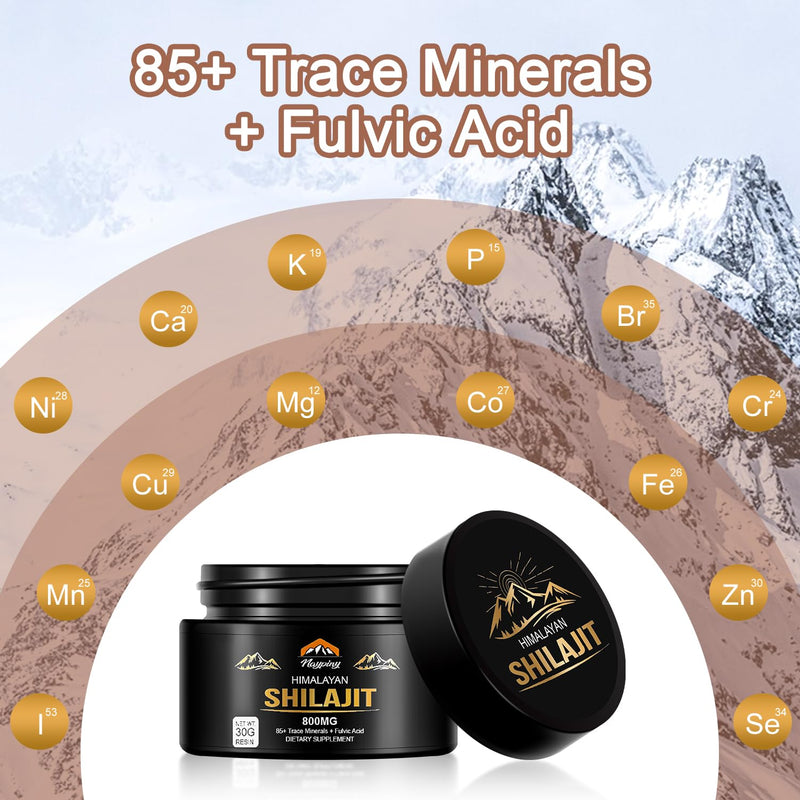 [Australia] - Shilajit Pure Himalayan Organic Shilajit Resin, 800mg Gold Grade Natural Shilajit for Men & Women, with 85+ Fulvic Acid & Trace Minerals, Energy Boost, Immune Support, 30 Grams 