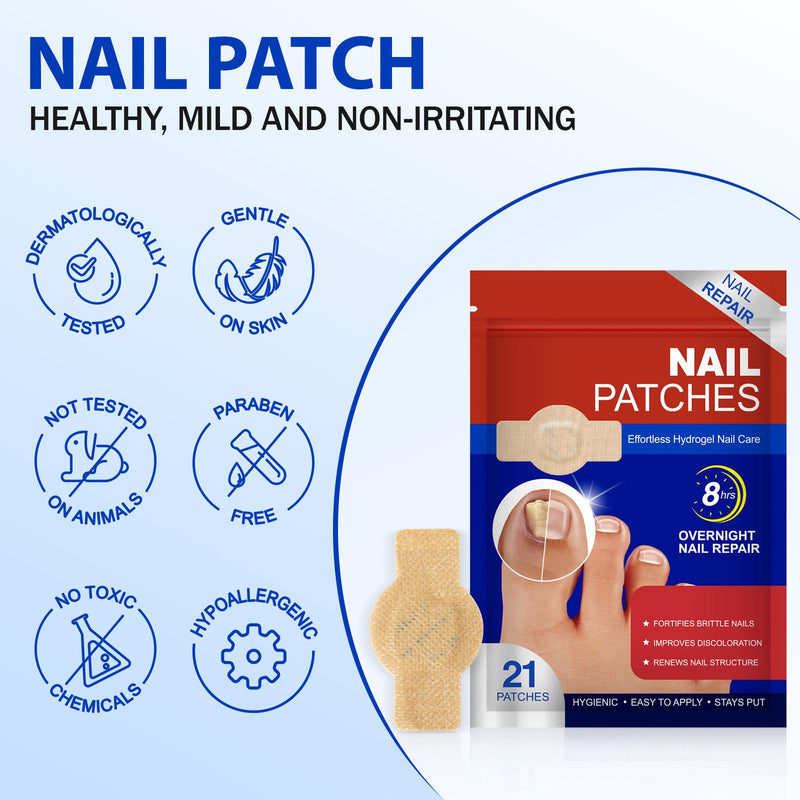 Nail Patches for Toenails, 42PCS Hydrogel Nail Care Patches, Overnight Nail Support & Protection, Easy to Apply for Toenail & Fingernail 21 Count (Pack of 2)