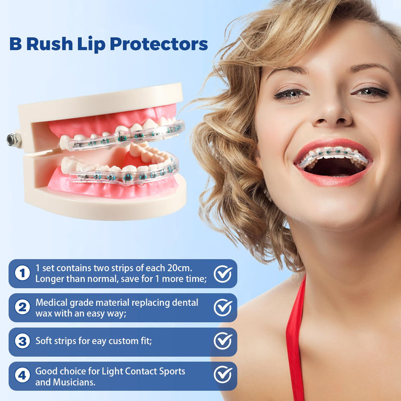 [Australia] - B Rush Comfort Cover for Braces -Orthodontic Lip Bumper, Lip Shield, Mouth Guard for Brackets, Wax Alternative-Dental Lip Protector 