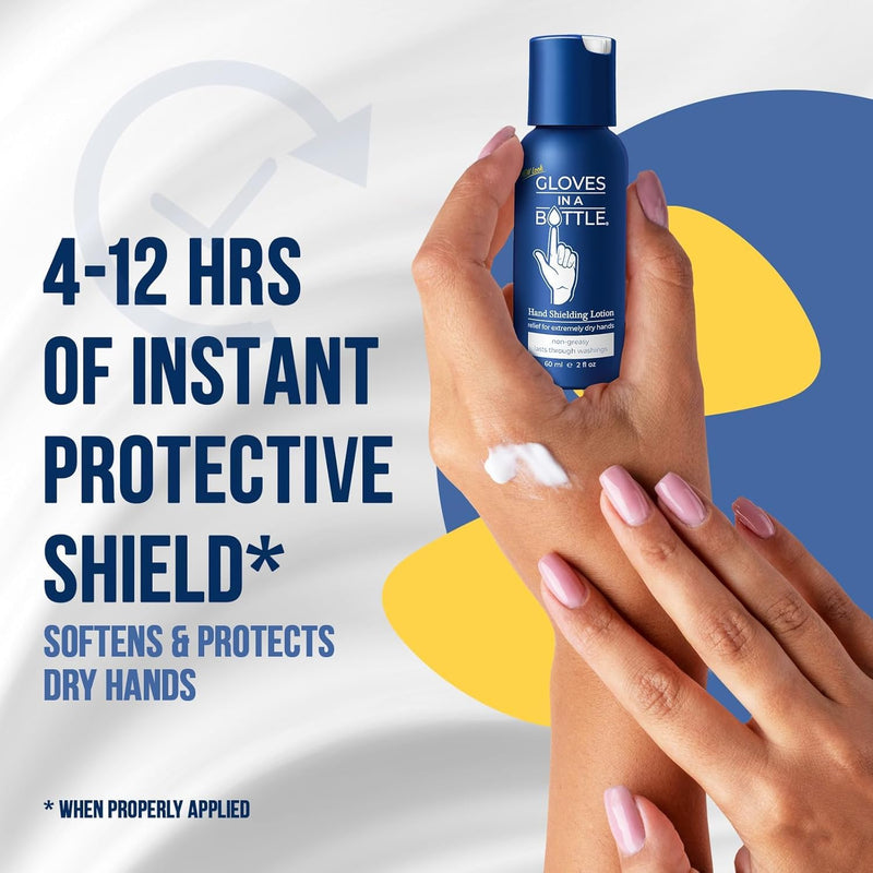 [Australia] - Gloves In A Bottle Non Greasy Healthcare Workers Hand Creams – Hand Cream for Nurses – Silicone Glove Cream – Water Resistant Dry Cracked Hands Treatment – Relief for Eczema – 2 oz & 8 oz with Pump Pack count 2 