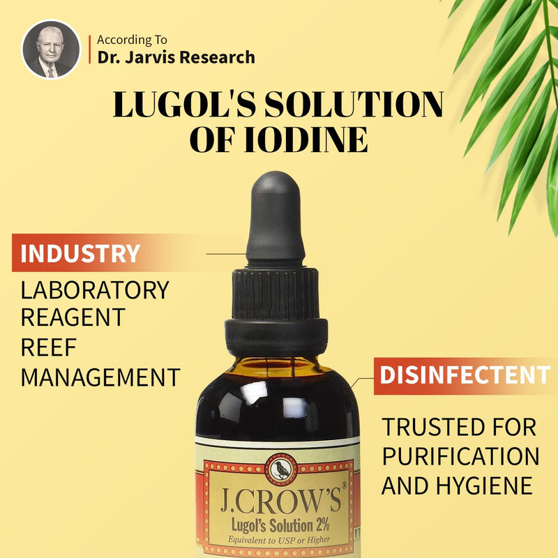 [Australia] - J.CROW'S¬Æ Lugol's Solution of Iodine 2% 2 oz (1 Bottle) ‚Äì Premium Iodine & Potassium Iodide Liquid, Gluten &, Alcohol-Free Natural Brine Extract, No Expiration Unflavored 2 Fl Oz (Pack of 1) 