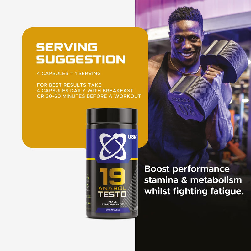 USN 19-Anabol Testo, Testosterone Supplements for Men to Boost Strength Training and Reduce Fatigue
