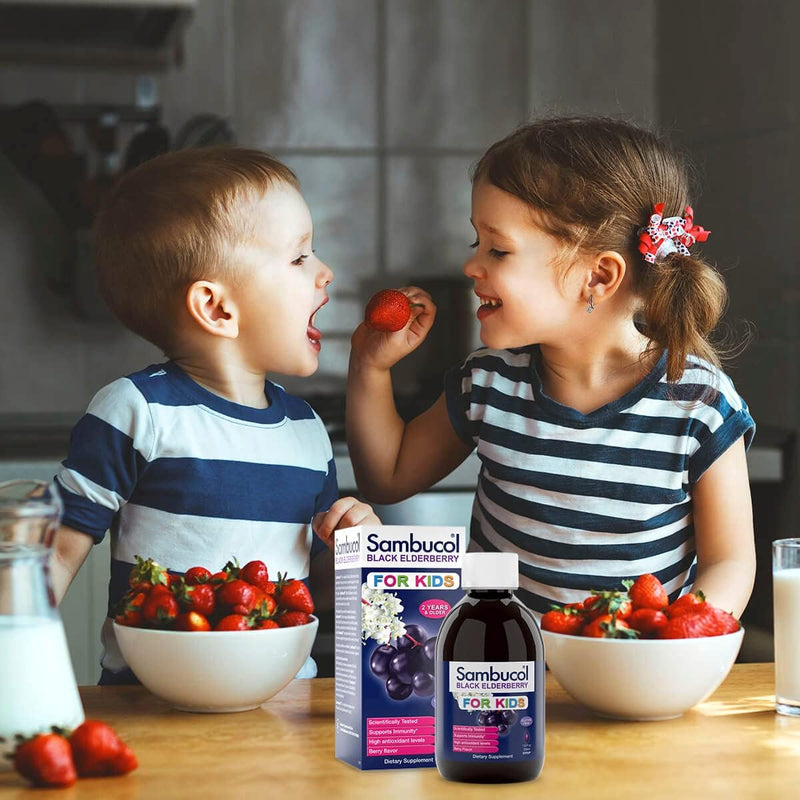 Sambucol Black Elderberry Syrup for Kids - High Antioxidant - 7.8 Fl Oz | Elderberry Liquid with Vitamin C for Kids, High Antioxidants, Daily Wellness Support, Berry Flavor 7.8 Fl Oz (Pack of 1)