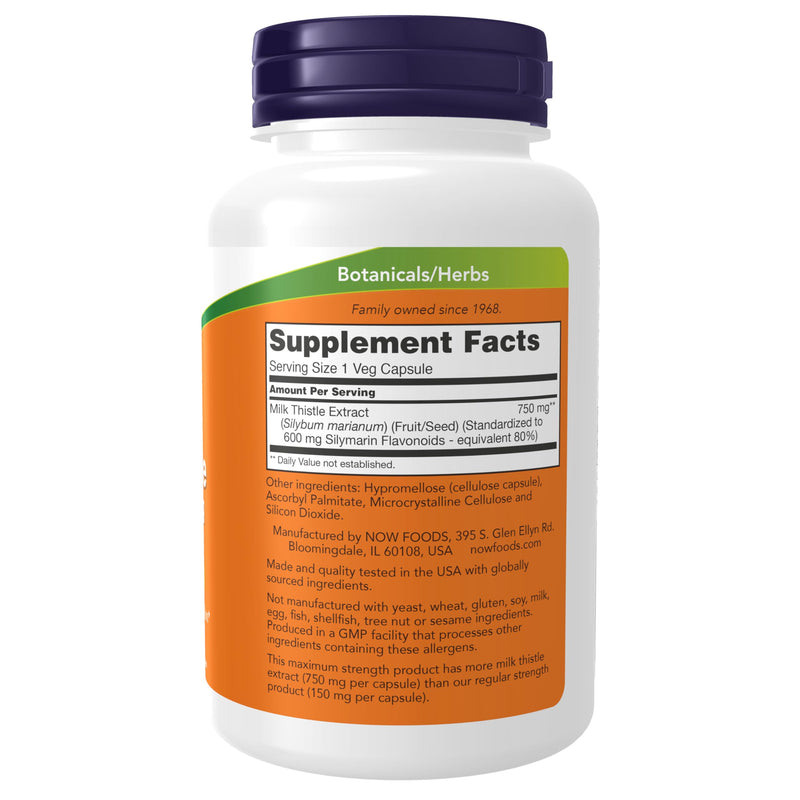 [Australia] - NOW Foods Milk Thistle Extract 750 mg Silymarin (600 mg), Maximum Strength - 90 Veg Capsules 