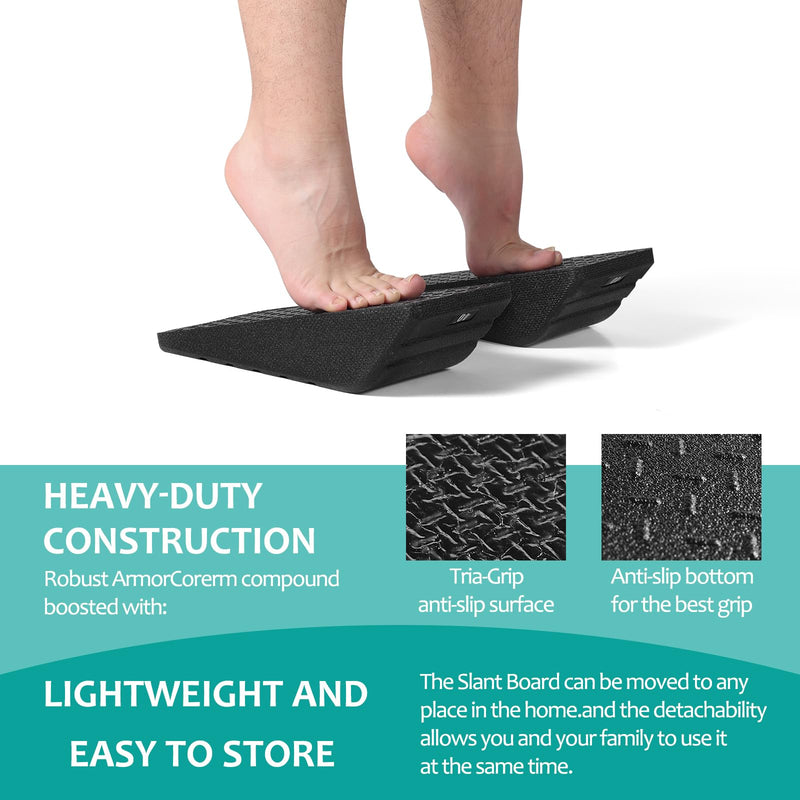[Australia] - Squat Wedge Block 2PCS Non Slip Professional Ramp - 550 LBS Weight Capacity - Slant Board for Calf Stretching - Calf Stretcher Slant Board - Yoga Blocks Black 
