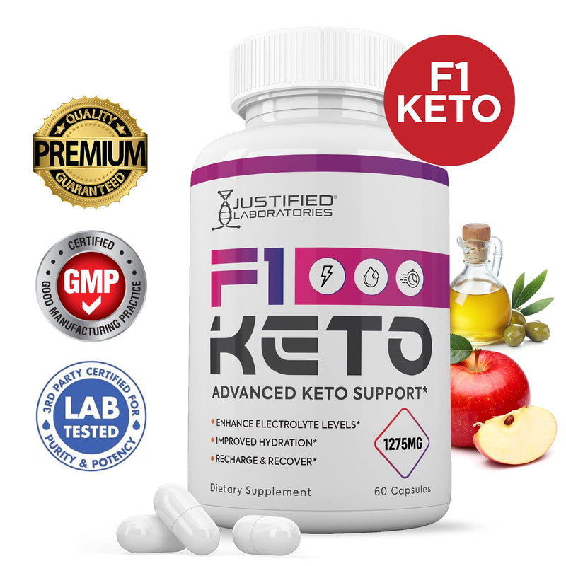 [Australia] - F1 Keto Pills 1275MG New & Improved Formula Contains Apple Cider Vinegar Extra Virgin Olive Oil Powder Green Tea Leaf 60 Capsules 