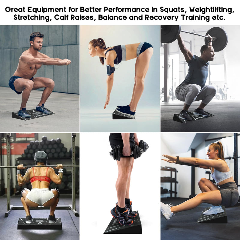 [Australia] - Squat Wedge Block, Professional One-Piece Heel Elevated Slant Board for All-Position Squats, Knees Over Toes, Weightlifting, Calf Stretches ect.. Home and Gym Equipment. 