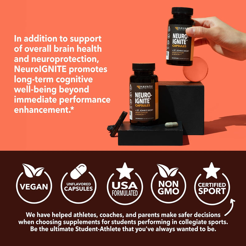 [Australia] - NeuroIgnite Brain Supplements for Memory and Focus Support with St Johns Wort & Ginkgo Biloba | Nootropics Brain Support Supplement | Cognitive & Memory Supplement for Brain Health | 2 Month Supply 60 Capsules (Pack of 1) 