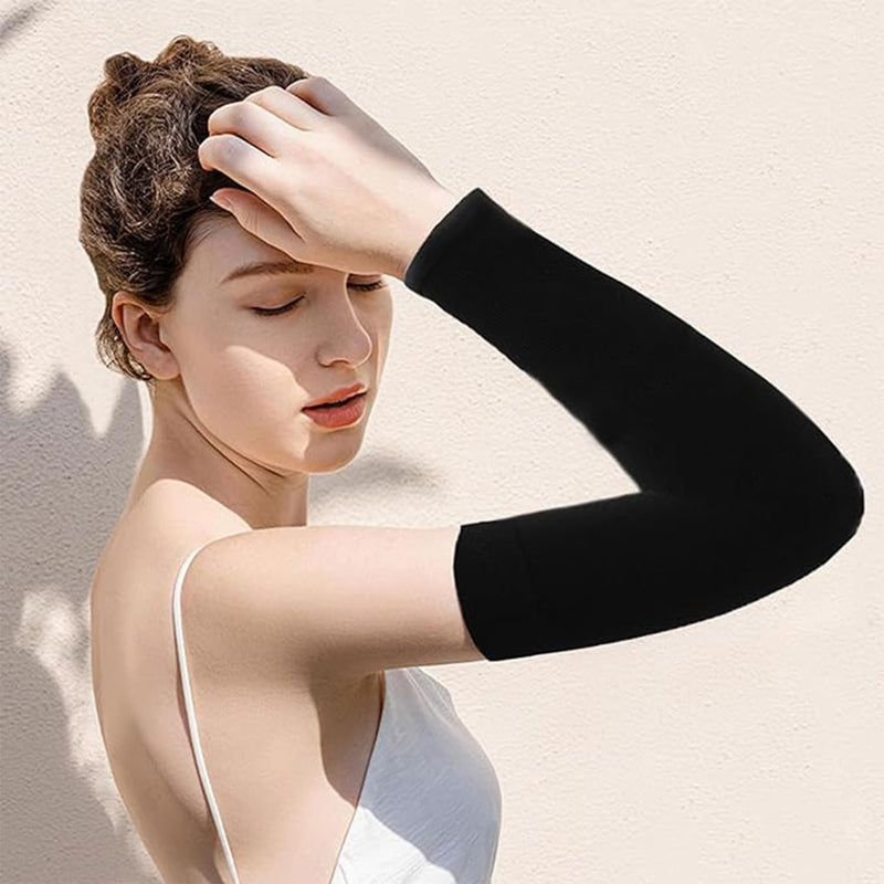 [Australia] - ZEACCT 2 Double Arm Sleeves, Women's Arm Compression Tube, Outdoor Sun Protection Sleeves, UV Protection Ice Sleeves, Sun Protection Cover, Suitable for Cycling, Basketball, Running (Black + White) 