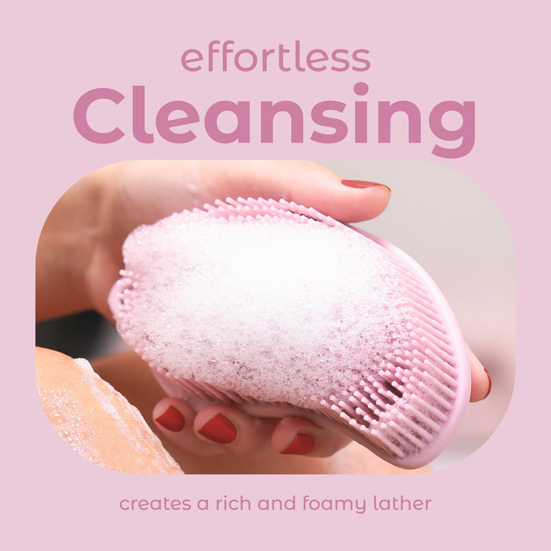 MainBasics Exfoliating Silicone Body Scrubber Pro 2-in-1 Shower Scrubber for Body, Silicone Loofah and Body Exfoliator (Pale Pink, Body + Exfoliate) Pale Pink