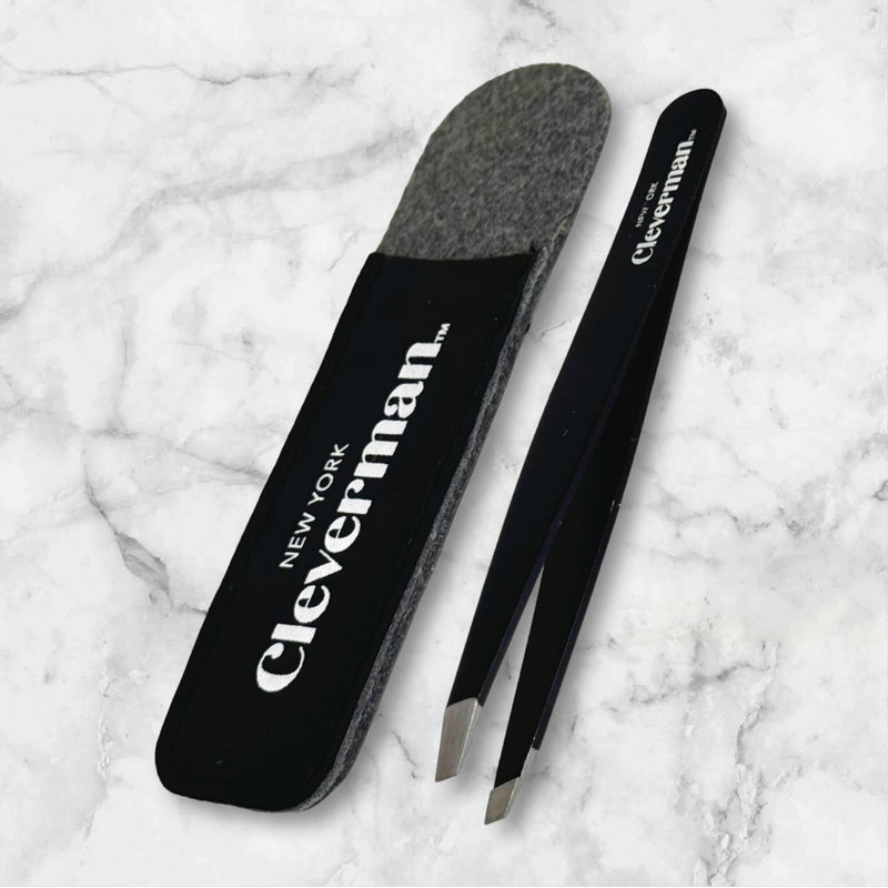 Cleverman Precision Slant Tweezer – Expert Eyebrow and Facial Hair Removal, Ideal for Ingrown Hair & Splinters, Travel Tweezer