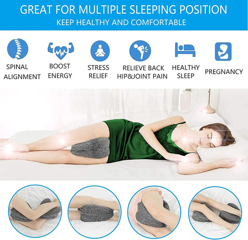[Australia] - Leg Pillow, Knee Pillow for Side Sleepers, Leg Pillows for Sleeping, Knee Cushion for Sleeping,Suitable for Relieving Leg, Back, Knee Pain Grey Without Straps 