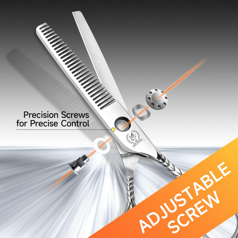 Fenice Peak Hair Thinning Scissors 6.0'' Barber Texturizing Shears 440C Thinner Hair Scissors with Engraving Handle for Salon and Home User 6.0''