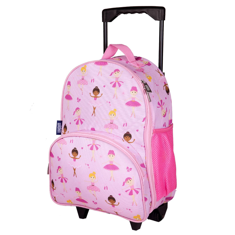 Wildkin Kids Rolling Luggage Bundle with 2 Matching Bag Tags (Ballerina)