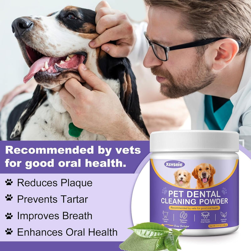 Dog Teeth Cleaning Powder for Dog Bad Breath Treatment, Dog Dental Powder for Dog Breath Freshener with Probiotics, Plaque Tartar Off Dog Tooth Powder Made Easy, Dog Dental Care, All Types Dogs - PawsPlanet Australia