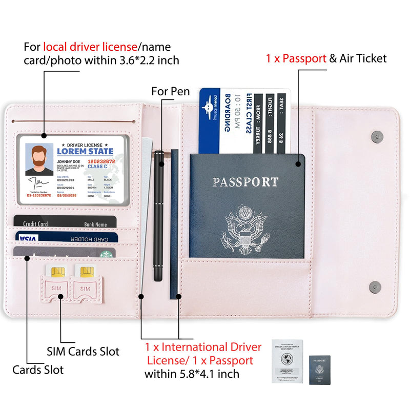 WALNEW Travel Accessories Bundle | Sports Travel Duffel Bag & Passport Holder for 2 | Gym Tote Bag Carry On Weekender Overnight Bag | Passport Book Wallet Cover Case for Family Vacation