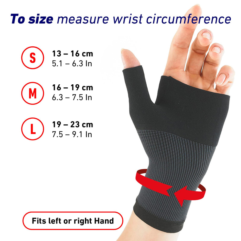 Neo-G Wrist and Thumb Support for Arthritis, Joint Pain, Tendonitis, Sprain - Wrist Brace Wrist Compression Hand Support - M - Black Medium