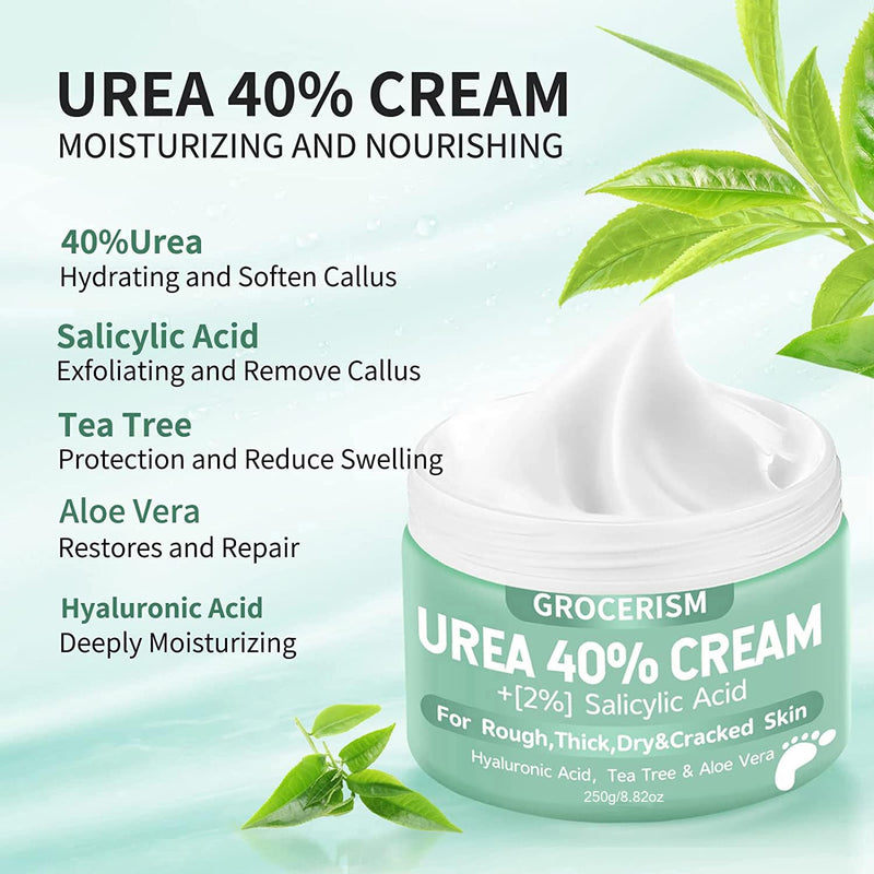 [Australia] - Urea cream 40 percent 250 grams || Callus remover foot cream, hand cream, body lotion with hyaluronic acid, tea tree and aloe vera for deep moisture, callus remover and softening 250g (pack of 1) 40% 