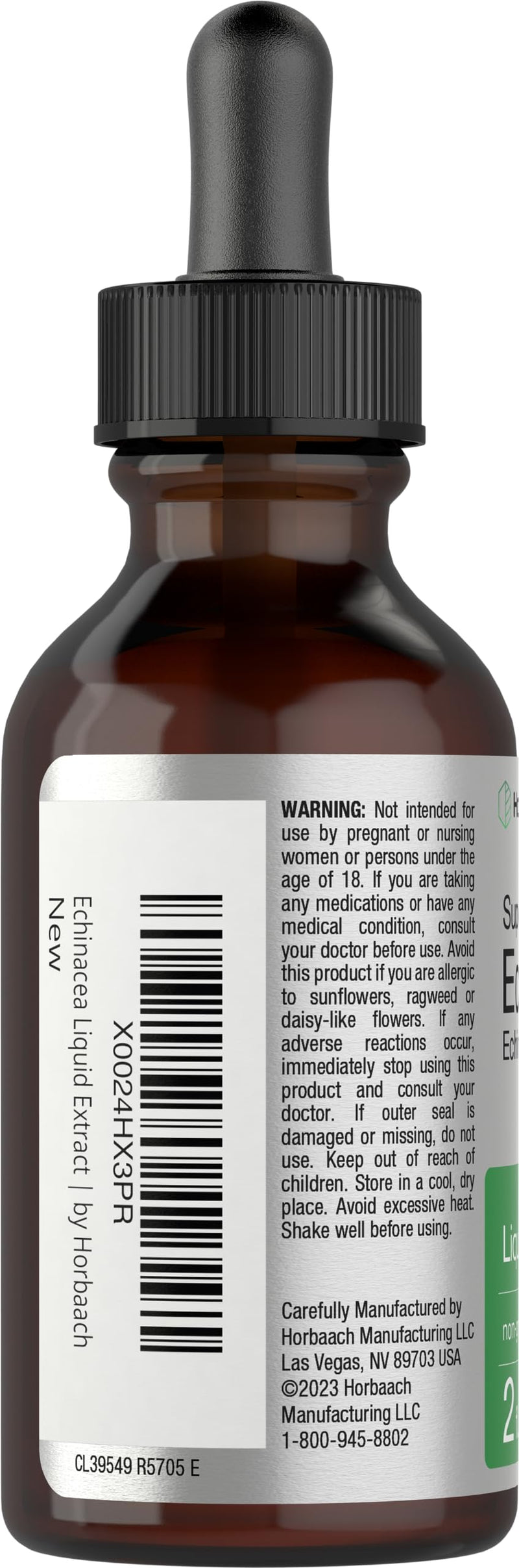 Horbäach Echinacea Drops Liquid Extract | 2 fl oz | Super Concentrated Tincture | Alcohol Free, Vegetarian, Non-GMO, and Gluten Free