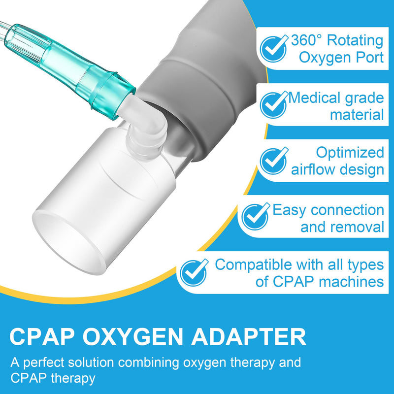 [Australia] - 4 Pack Oxygen Enrichment Adapter, Oxygen Adapter Enrichment Port Connector fits CPAP Tubing Hose, Medical Grade Universal CPAP Tube Connector Compatible with Heated and Non Heated Tube 