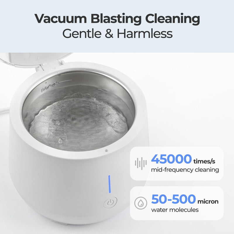 [Australia] - Ultrasonic Retainer Cleaner Machine: 45kHz Medium Frequency Stain Away Plus Sonic Cleaner with Three Professional LED Lights for Denture Dental Jewelry Ring Mouth Night Guard Aligner 