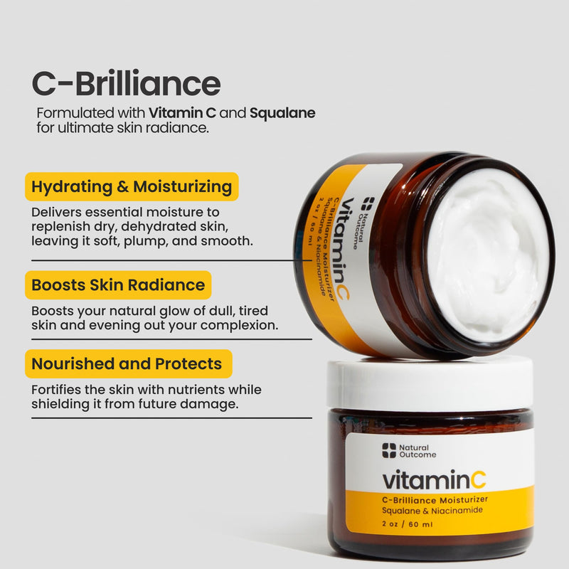 natural outcome Vitamin C Moisturizer for Face – Hydrating & Brightening Cream with Squalane & Niacinamide – Anti Aging Lotion for Radiant, Smooth Skin – Day & Night Use