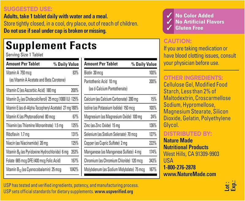 Nature Made Women's Multivitamin 50+ Tablets with Vitamin D, 90 Count for Daily Nutritional Support
