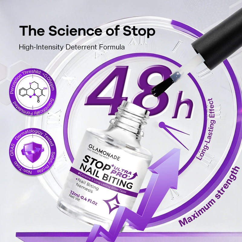 Glamonade Stop Nail Biting Polish Extra Strength Formula Upgraded Bitterness Effective Anti-Biting Treatment for Adults Kids Bitter Nail Deterrent to End Thumb Sucking Water Resistant & Long Lasting 0.5 Count (Pack of 1)