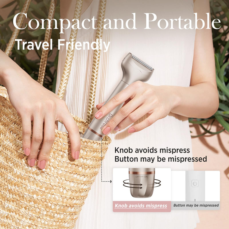 Electric Razor for Women Body: Rechargeable Painless Electric Shaver for Bikini Face Body Legs Underarms - Portable for Travel Gold