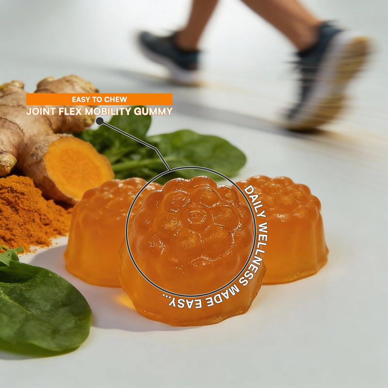 Joint Flex & Mobility Gummies | 60 Gummies | MSM, Boswellia, Vitamin C | Orange & Lime Flavour | High Strength Joint Care Supplement for Adults | 1 Month Supply | Made in UK | by NutriVolv