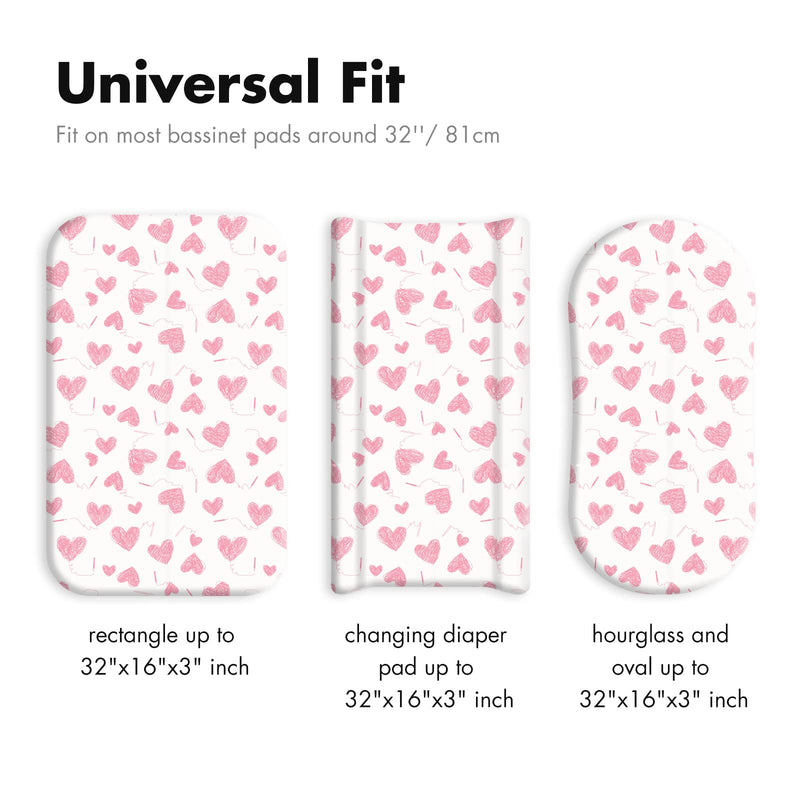 [Australia] - Gllquen Baby Bassinet Sheets 4 Pack, Breathable Cozy Fitted Mattress Sheet, Elastic Travel Crib Fashionable Floral Pattern, Standard Cradle Safe Sheets for Baby Boy Girls 32"X16"(Love) Love 