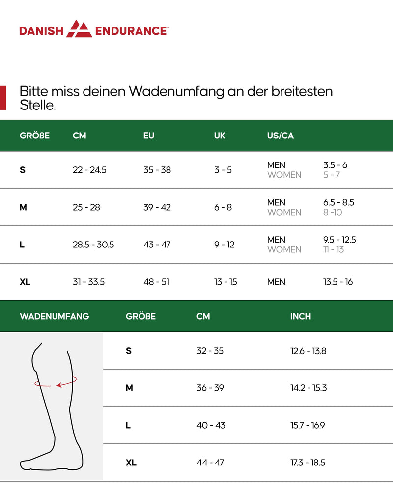 [Australia] - DANISH ENDURANCE compression stockings, sports compression socks, support stockings, thrombosis stockings, 21-26 mmHg, unisex, for men and women, plain black 43-47 