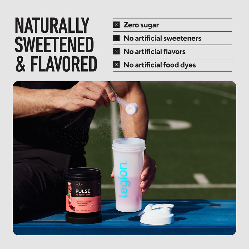 Legion Pulse Pre Workout Supplement - All Natural Nitric Oxide Preworkout Drink to Boost Energy, Creatine Free, Naturally Sweetened, Beta Alanine, Citrulline, (Caffeinated Watermelon) Caffeinated Watermelon