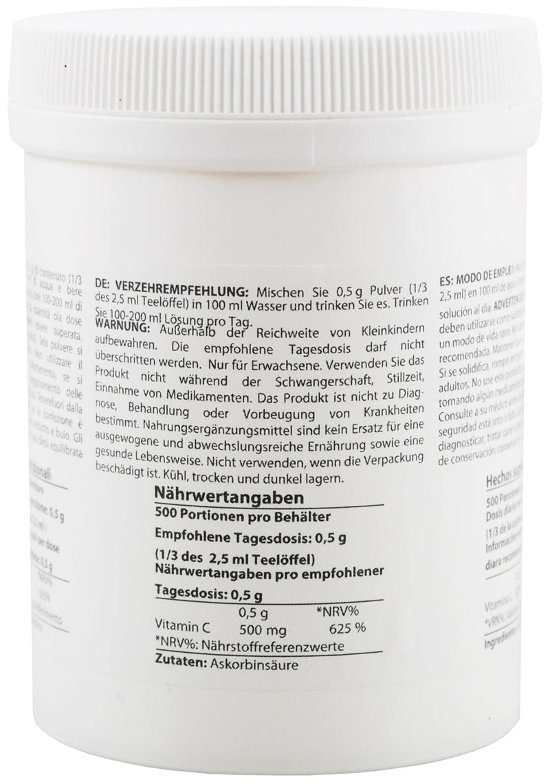 Pure Ascorbic Acid fine crystalline Powder | 0.55 lb - 250 g | Vitamin C | Pharma Ingredients (Ph. EUR, USP, BP) | Third-Party Tested | Heiltropfen®