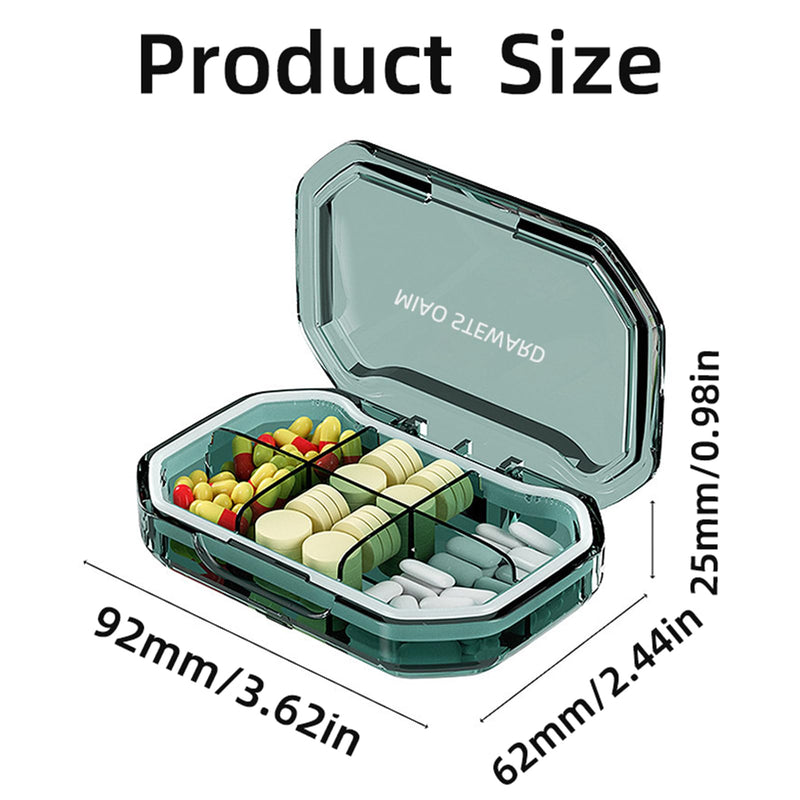 Portable Pill Organizer Waterproof Airtight BPA-Free Compact Easy-to-Carry Travel Daily Use On-The-Go Vitamins Supplements Medication Herb Pill Box Green Size 3.62×2.44×0.98 in