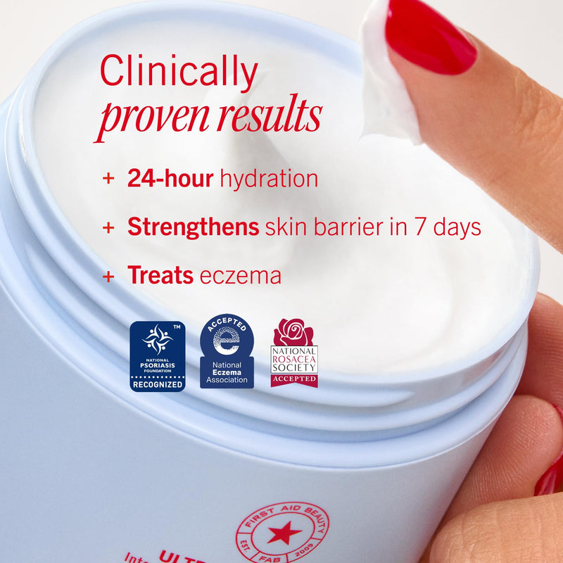 First Aid Beauty Ultra Repair Cream, Intense Hydration - Clinically Tested Face & Body Moisturizer with Colloidal Oatmeal - Supports Eczema & Dry Skin Barrier Repair - Fragrance Free 6 Ounce (Pack of 1) New
