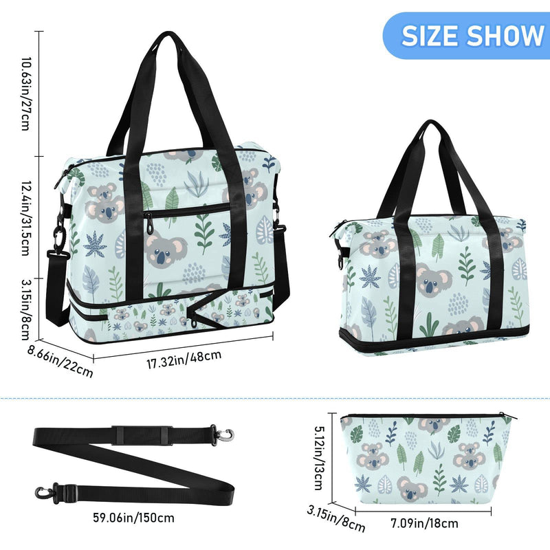 SUABO Travel Duffel Bag, Grey Koala Sports Tote Gym Bag for Travel, Shoulder Weekender Overnight Bag for Women Men One Size #15